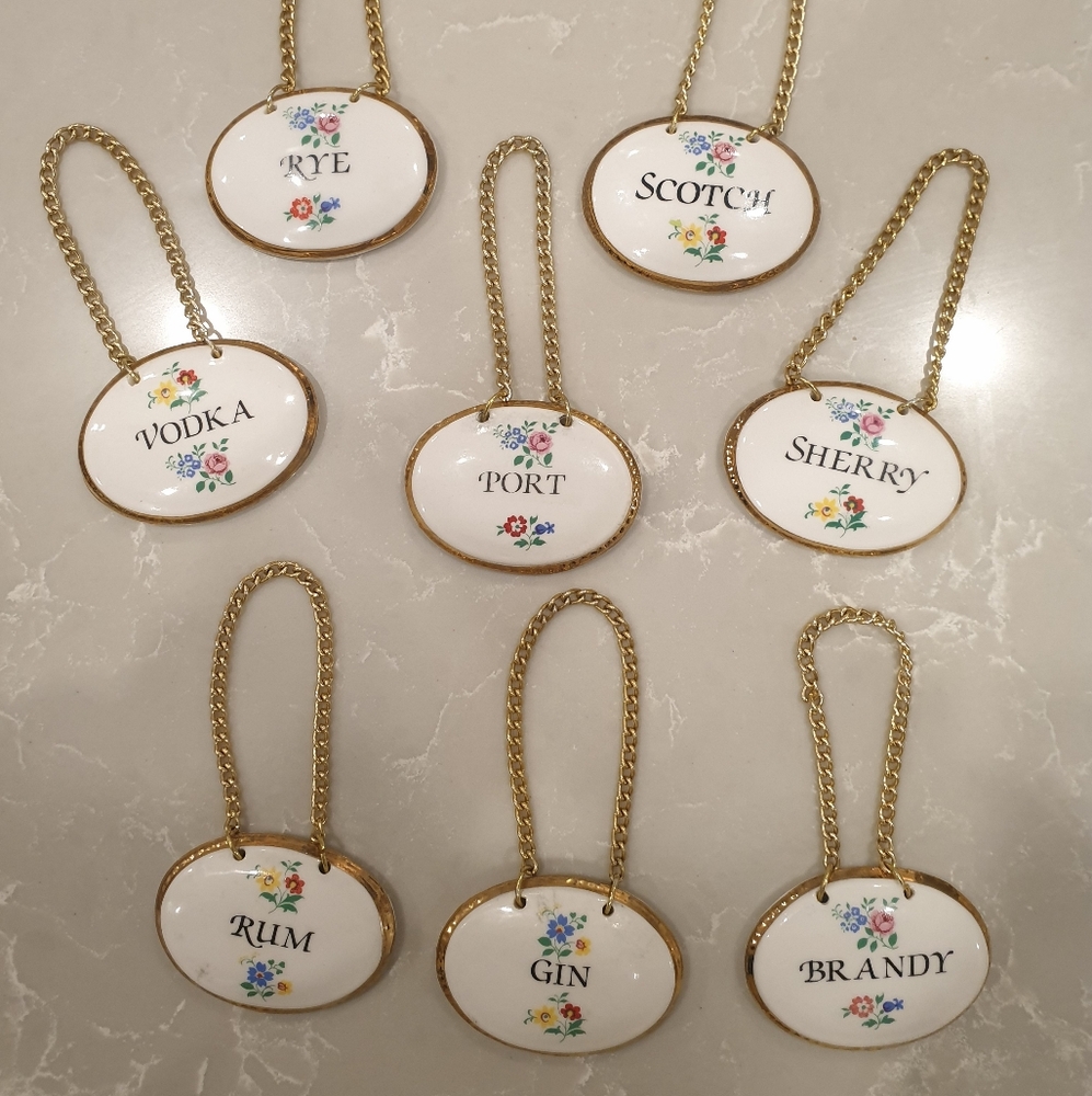 Vintage Sandford Fine Bone China Bottle Tags
